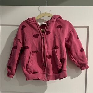 H&M Pink Hoodie with Heart Pattern